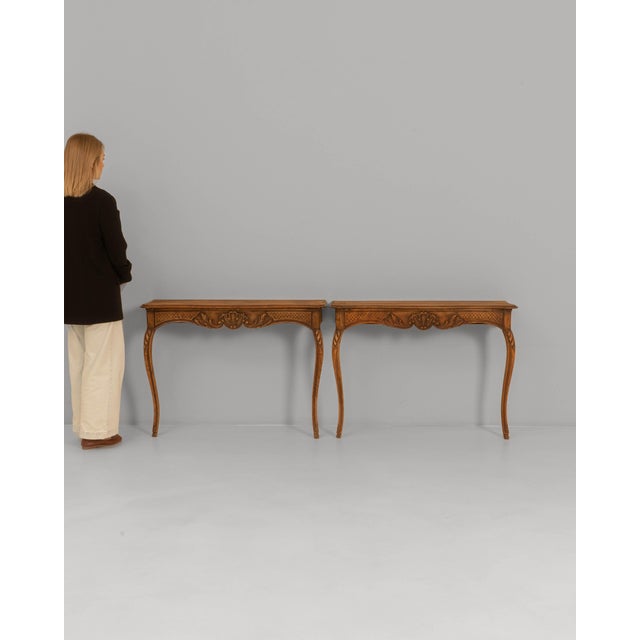 19th Century French Louis XV Carved Wooden Console Tables - A Pair For Sale - Image 17 of 18