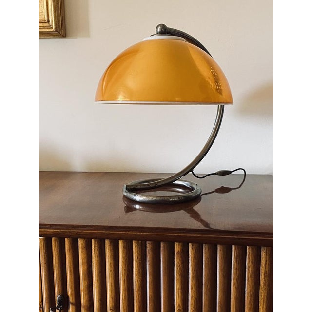 Metal Space Age Yellow Table Lamp, France, 1960s For Sale - Image 7 of 18