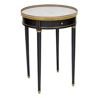 Louis XVI Style Ebonized Bouillotte Table With Carrara Marble Top For Sale