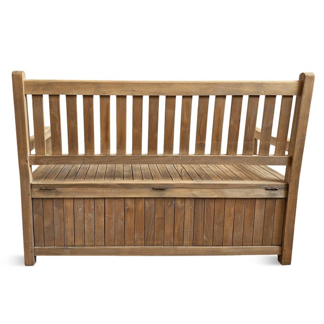 Outdoor Teak Storage Bench For Sale In Los Angeles - Image 6 of 6