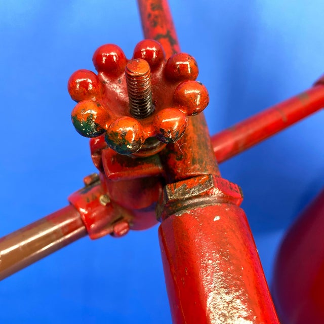 Metal Early 20th Century Large Red Industrial Metal Floor Lamp By O. C. White For Sale - Image 7 of 12