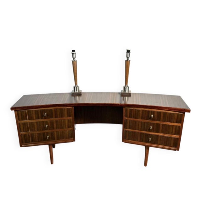 Mid-Century Curved Walnut Executive Desk from Morris of Glasgow, 1950s For Sale - Image 11 of 11