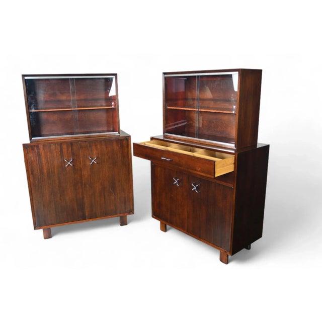 Brown Pair of George Nelson Primavera Cabinets in Walnut For Sale - Image 8 of 12