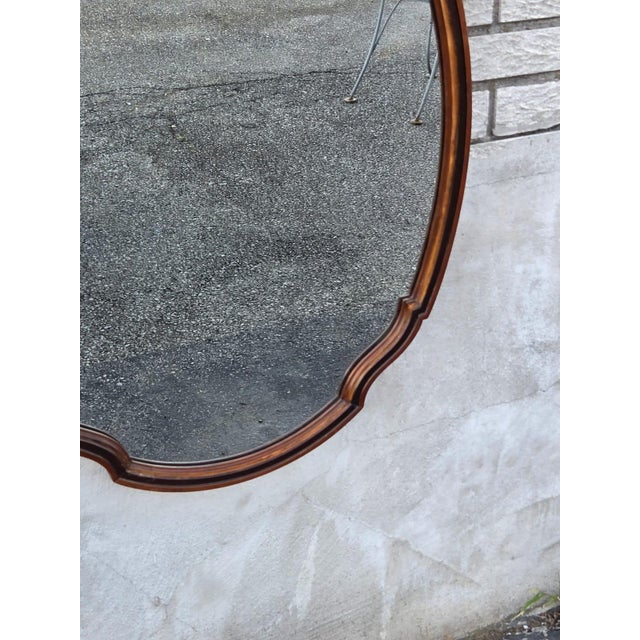 1930 Oval Walnut Hand Painted American Mirror. For Sale - Image 9 of 18
