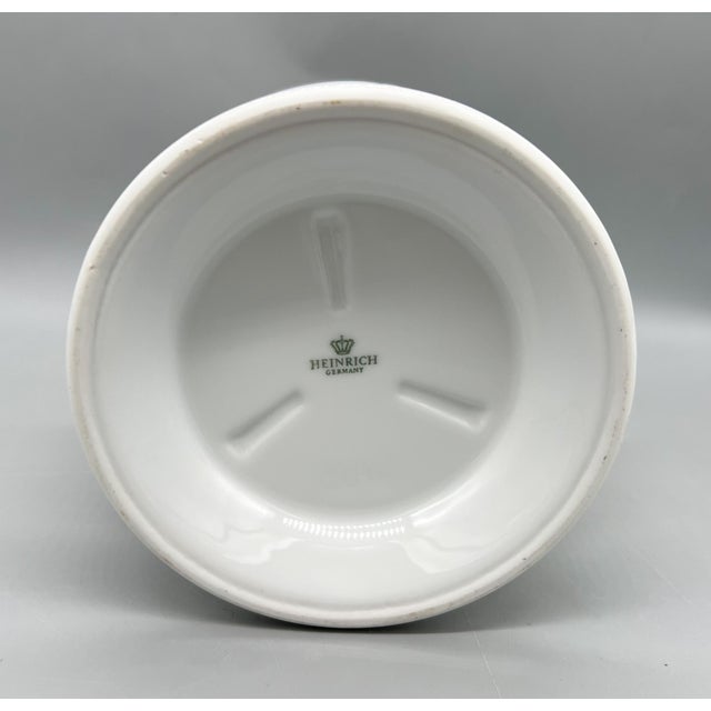 Vintage Continental Porcelain Cachepot Planter – Heinrich Germany Floral With Yellow Band - French Country/ Spring / Easter For Sale In Houston - Image 6 of 11