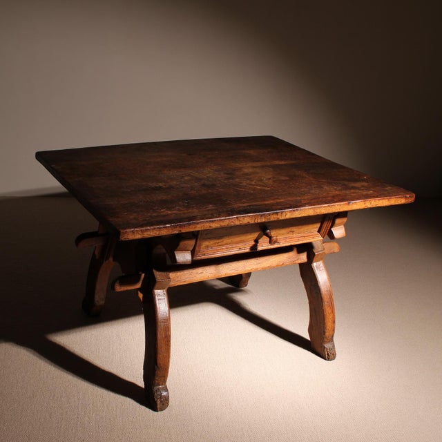 Description for sale is an exceptionally charming and historic ‚jogltisch‘ from the alpine region crafted from solid oak....