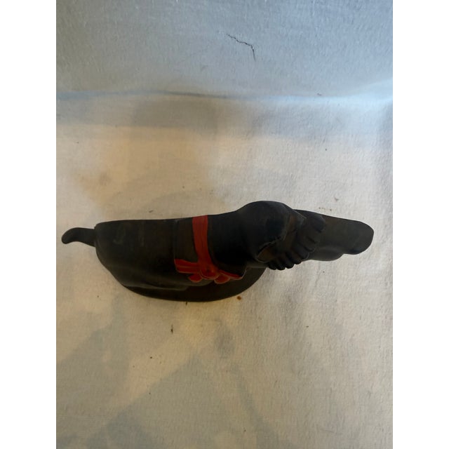 1940s Cast Iron Scottie Door Stop With a Christmas Red Bow For Sale - Image 4 of 10