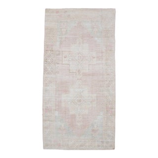 1970s Vintage Handmade Wool Cotton Turkish Beige Area Rug For Sale