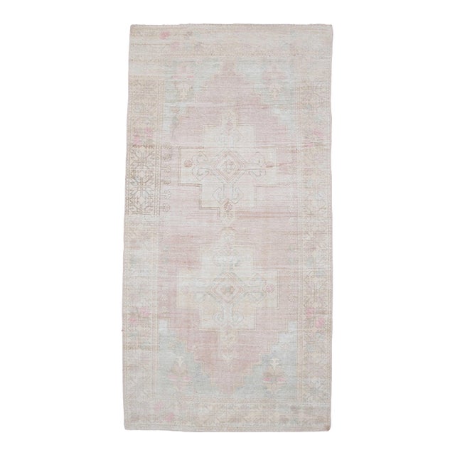 1970s Vintage Handmade Wool Cotton Turkish Beige Area Rug For Sale