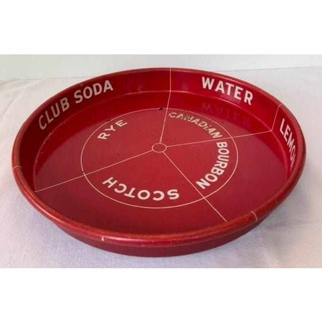 Red Guide-Rite advertising bar tin tray reading bourbon, rye, scotch etc. A unique bar accessory to show off a whiskey...