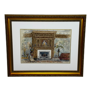 Ancestral Jacobean Elegance the Long Gallery Chimneypiece at Westwood House Worcestershire C1891 Watercolor in the Manner of John Chessell Buckler
