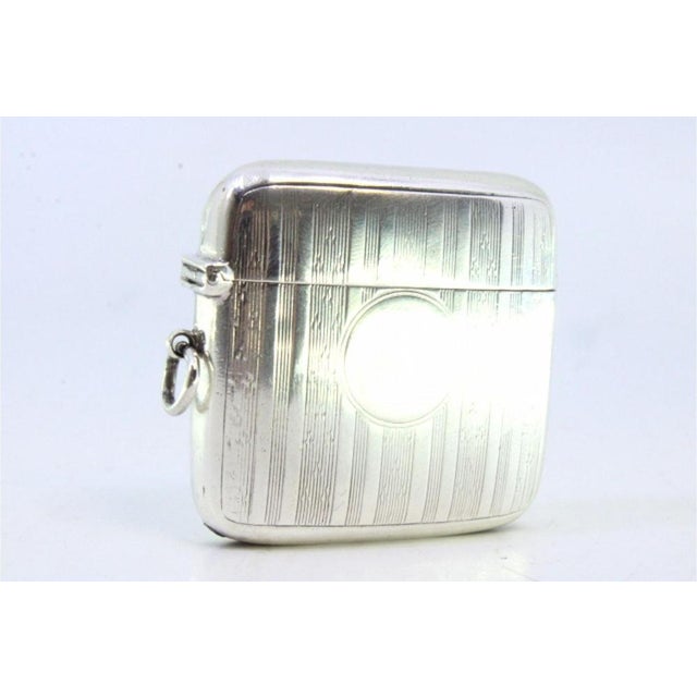 George V Silver Guilloche Matchbox with Bands and Monogram Card For Sale - Image 3 of 7