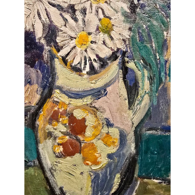 Blue David Burliuk - Vibrant Floral Still Life in Vase– 1950s Oil Painting For Sale - Image 8 of 13