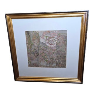 18th Century Metalic Thread Brocade Fragment Framed For Sale