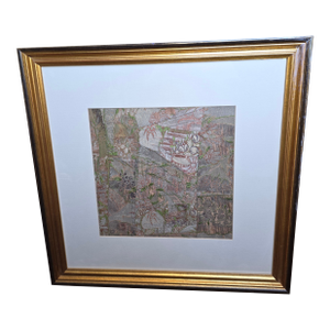 18th Century Metalic Thread Brocade Fragment Framed