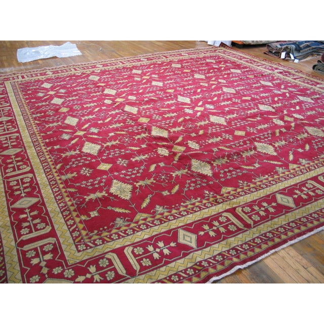 Red Impressive Red and Yellow Color With Geometric Design Antique Indian Rug For Sale - Image 8 of 8