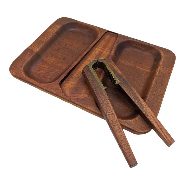 1960s Flemming Digsmed Teak Wood Partitioned Platter and Nutcracker For Sale