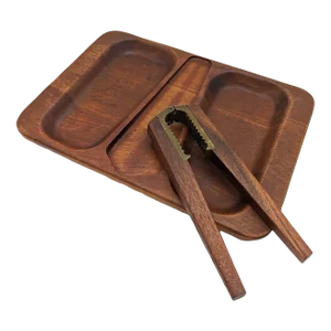 1960s Flemming Digsmed Teak Wood Partitioned Platter and Nutcracker