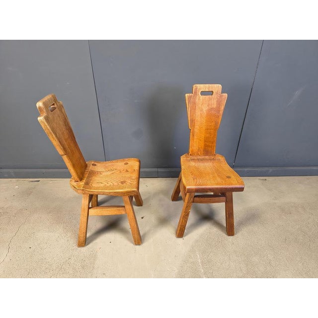1970s Vintage Brutalist Oak Chairs, 1970s, Set of 4 For Sale - Image 5 of 13