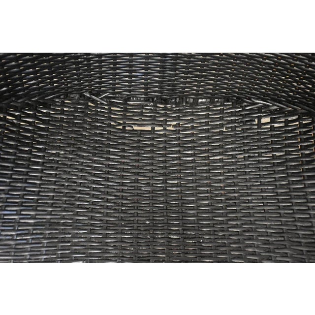 1970s Black Wicker and Iron Lounge Chair For Sale In Boston - Image 6 of 7