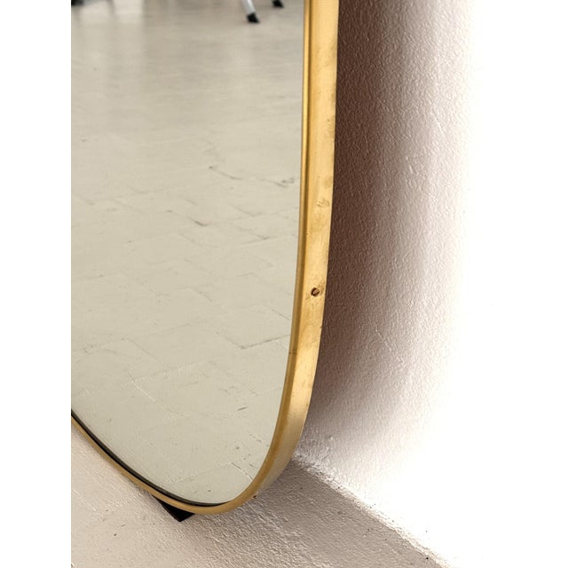 Large Mid-Century Modern Italian Floor Mirror with Brass Frame, 1950 For Sale - Image 9 of 17