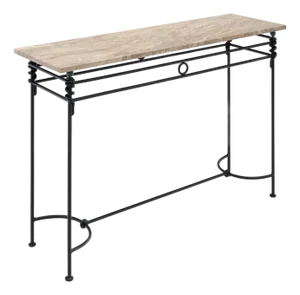 Vintage French Console Table, Iron and Marble