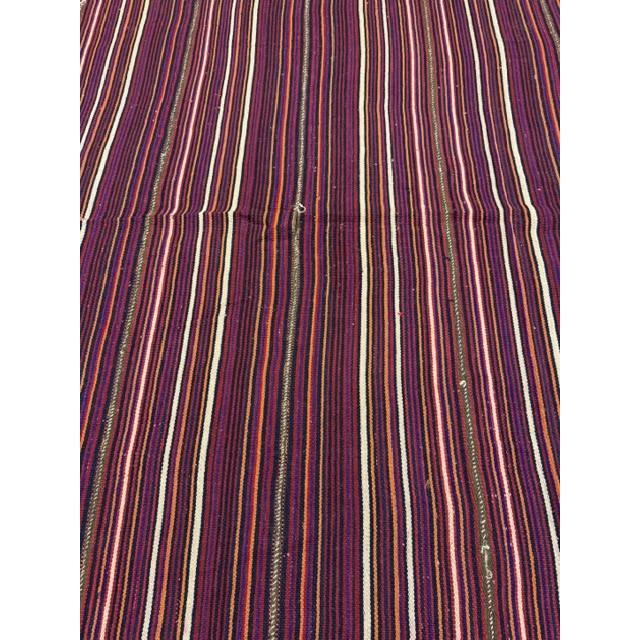 "This is a vibrant and highly authentic vintage mid-century Turkish Kilim, Measuring a beautifully balanced, nearly square...