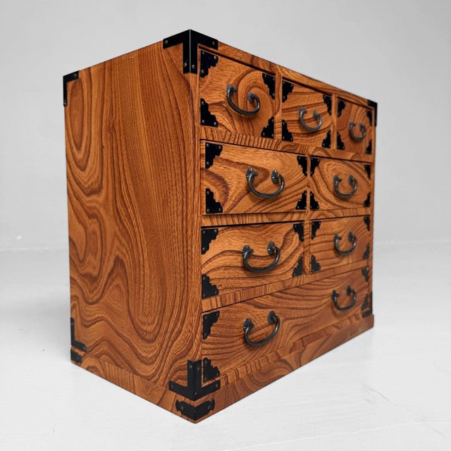 Small Vintage Wooden Tansu-Style Chest of Drawers, 1980s For Sale - Image 4 of 10