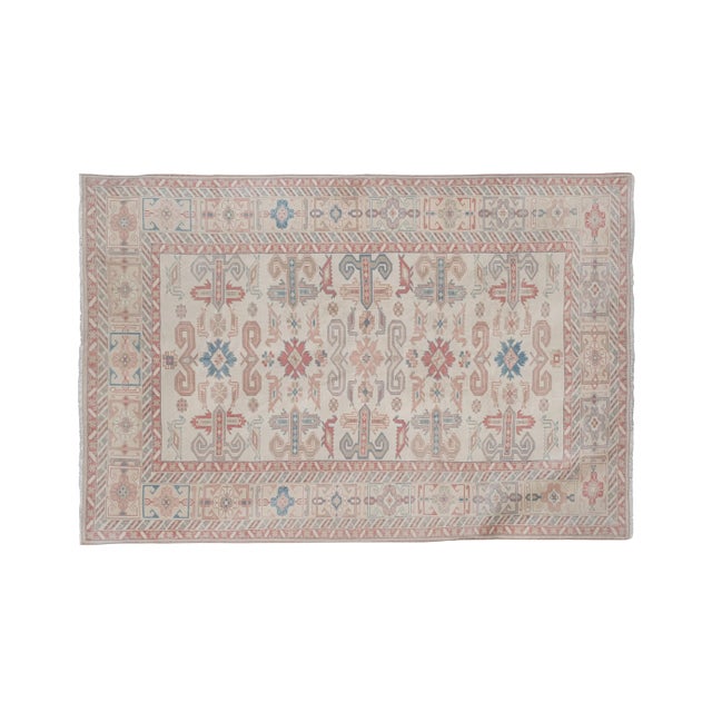Vintage Pastel Turkish Kars Rug 5'9'' X 8'4'' 68.9" x 100'' / 175 x 254 Cm Hand woven with high quality pure wool...