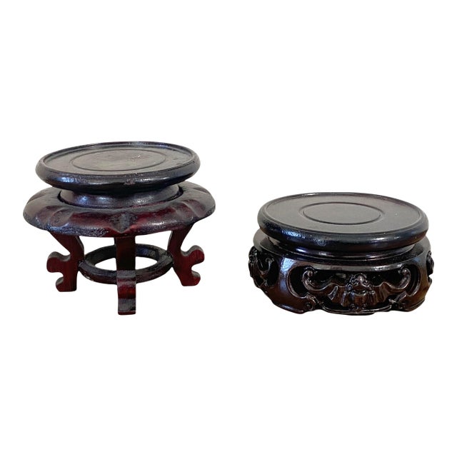 Chinoiserie Solid Wood Set of Two Collectible Stands For Sale