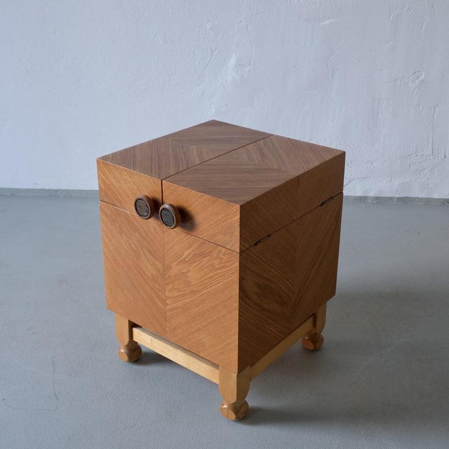 Mid-Century Oak Bar Cabinet Side Table For Sale - Image 12 of 14