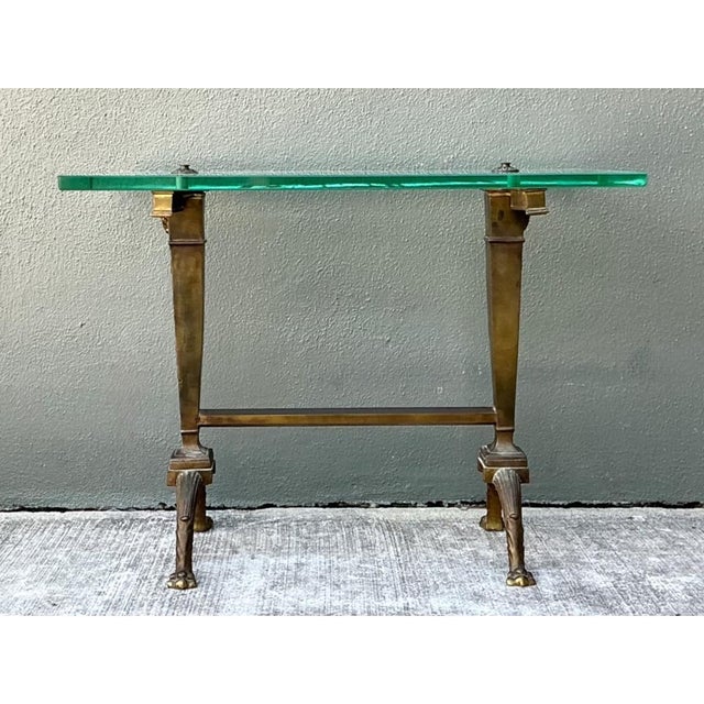 Vintage Deco Bronze and Glass Side Table For Sale In West Palm - Image 6 of 12