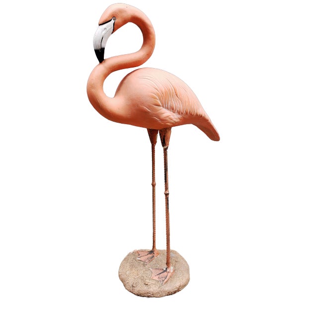 Vintage Tropical Pink Flamingo Large Cement Garden Sculpture Chairish