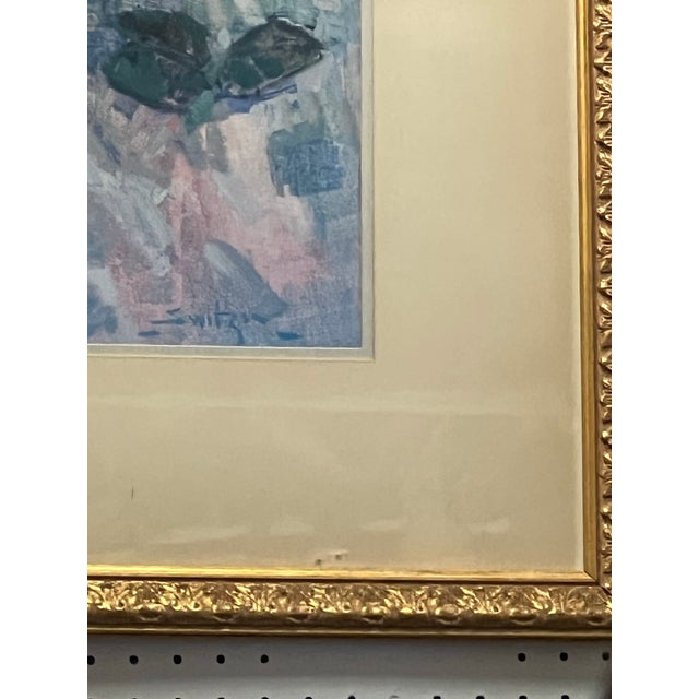 Late 20th Century Vintage Pastel Floral Still Life Signed & Framed For Sale - Image 5 of 5