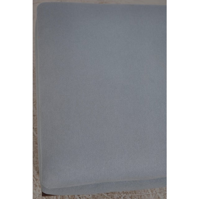 Large Ralph Lauren Style Mahogany Upholstered Ottoman For Sale - Image 4 of 11