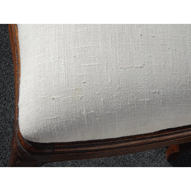 Six Vintage French Country Oak White Dining Room Chairs For Sale - Image 9 of 12