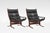 Vintage Siesta High Back Chairs in Black Leather and Plywood by Ingmar Relling for Westnofa, 1960s, Set of 2 For Sale - Image 6 of 6