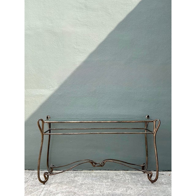 Late 20th Century Vintage Art Nouveau Forged Metal Console Table For Sale - Image 5 of 12