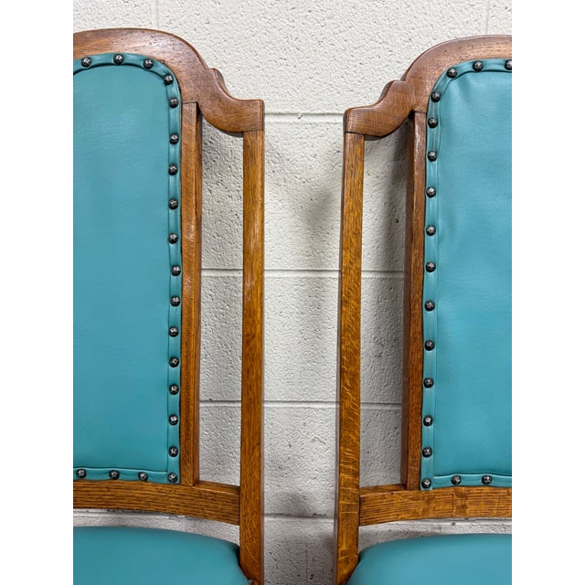 Vintage Mission Arts & Crafts Oak Dining Chairs - Set of 5 For Sale In Kansas City - Image 6 of 10