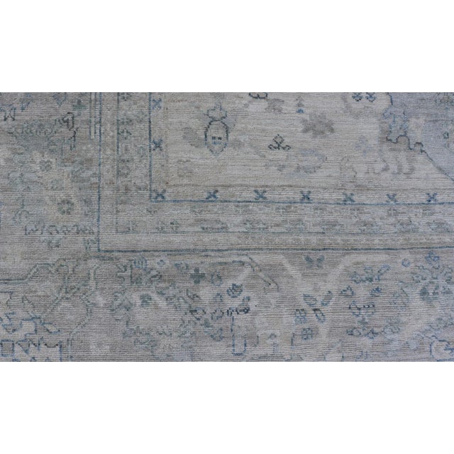 Modern Oushak Rug by Keivan, Light Blue Tribal Medallion, 8'10 X 11'8 For Sale - Image 9 of 12