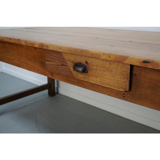 Rustic Antique Late 19th Century French Rustic Farmhouse Cherry Wood Dining Table For Sale - Image 3 of 18