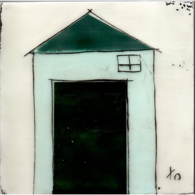 Encaustic Collage Installation by Gina Cochran "Tiny Dwellings" Series - Seaside - Set of 5 For Sale - Image 4 of 7