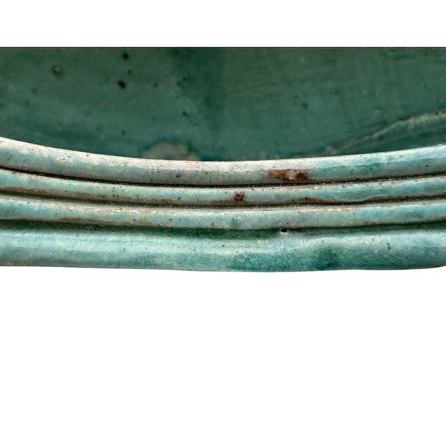 Ceramic Late 20th Century Seafoam Turquoise Ceramic Vessel on Plinth For Sale - Image 7 of 12