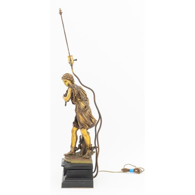 Beaux-Arts Mathurin Moreau "Return From the Hunt" Bronze Lamp For Sale - Image 3 of 8