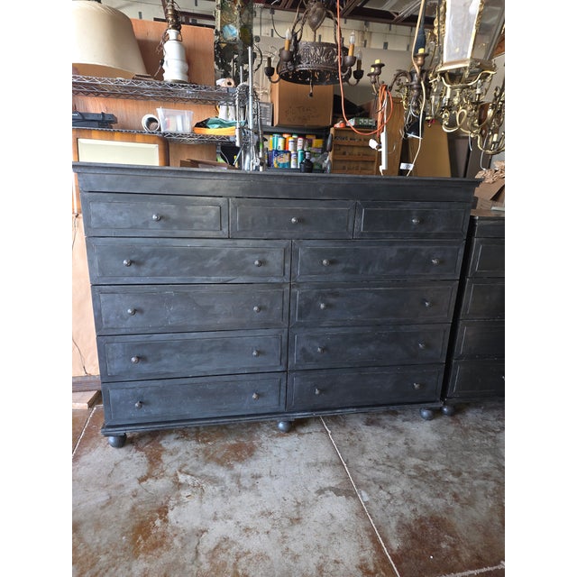 2000 - 2009 Large Wide Dark Gray Restoration Hardware Metal Clad Dresser For Sale - Image 5 of 9