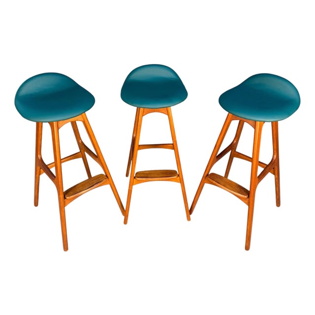 Trio of Model Od-61 Bar Stools by Erik Buch for o.d. Mobler, Denmark, C. 1960's For Sale