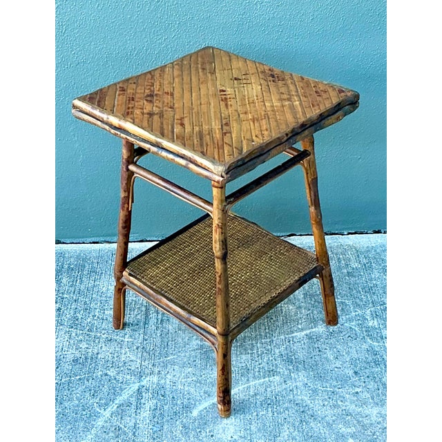 Late 20th Century Vintage Split Reed Side Table For Sale - Image 5 of 12