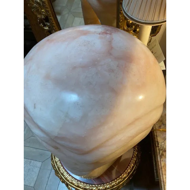Alabaster 1960's Pink/Rose Alabaster Sculpture Lamp For Sale - Image 8 of 13