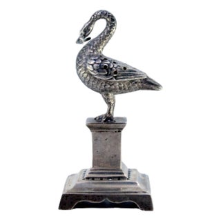 Silver Toothpick Holder with Bird For Sale