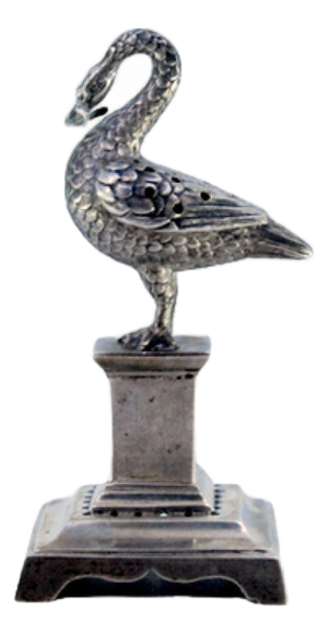 Silver Toothpick Holder with Bird